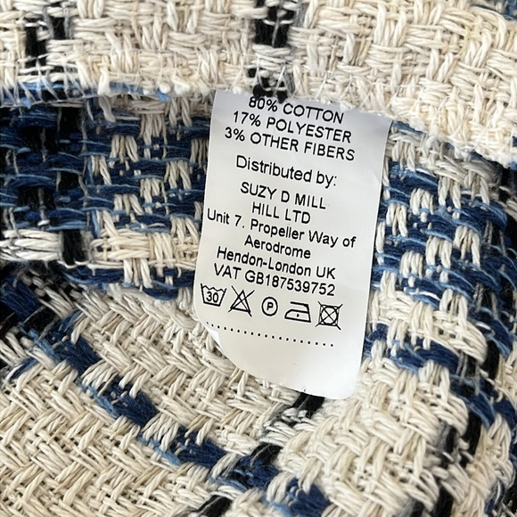 SUZY D LONDON GIO SHORT FRINGE JACKET - Blue Check- XL - Picture 6 of 12